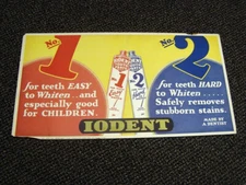 Circa 1930s Iodent Toothpaste Trolley Sign