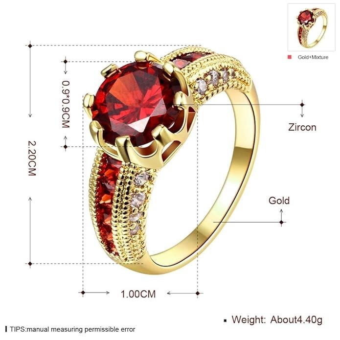 Yellow Chimes Dazzling Imperial Red Austrian Crystal Gold Plated Ring