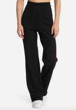 Abound Women's Ribbed Wide Leg Pull-On Pants Black Sz L NEW NWT N198