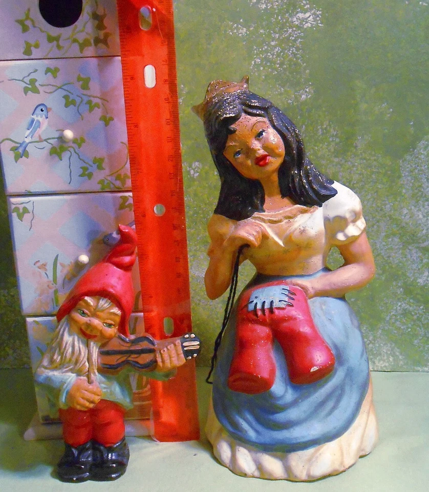 Raro Papel maché alemán de 1930 8 1/2" Blancanieves y siete enanitos - Alemania Foto 3 de 4