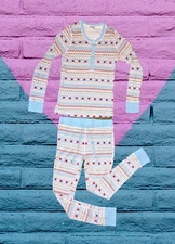 LAZY MONDAYS 2 Pc THERMAL Pajama Set Pants Top PERIWINKLE Red Hearts Size Medium