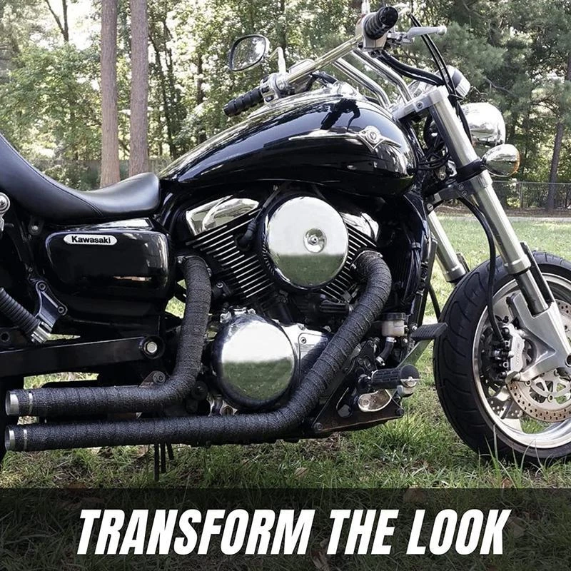 Rollo de envoltura térmica de escape negro de 2" 50 pies para motocicleta cinta protectora térmica de fibra de vidrio Foto 4 de 4