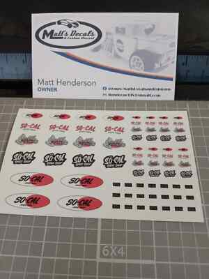 #ad 1 64 for hot wheels waterslide decals so cal speed shop MADE IN THE USA $4.50