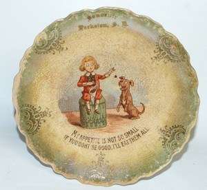 PARKSTON S.D. SOUTH DAKOTA BUSTER BROWN & TIGE VINTAGE SOUVENIR PLATE 1902-1921