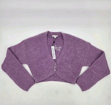 For Love  Lemons Large Emery Cardigan Lilac Chunky Knit Cropped Coquette Twee