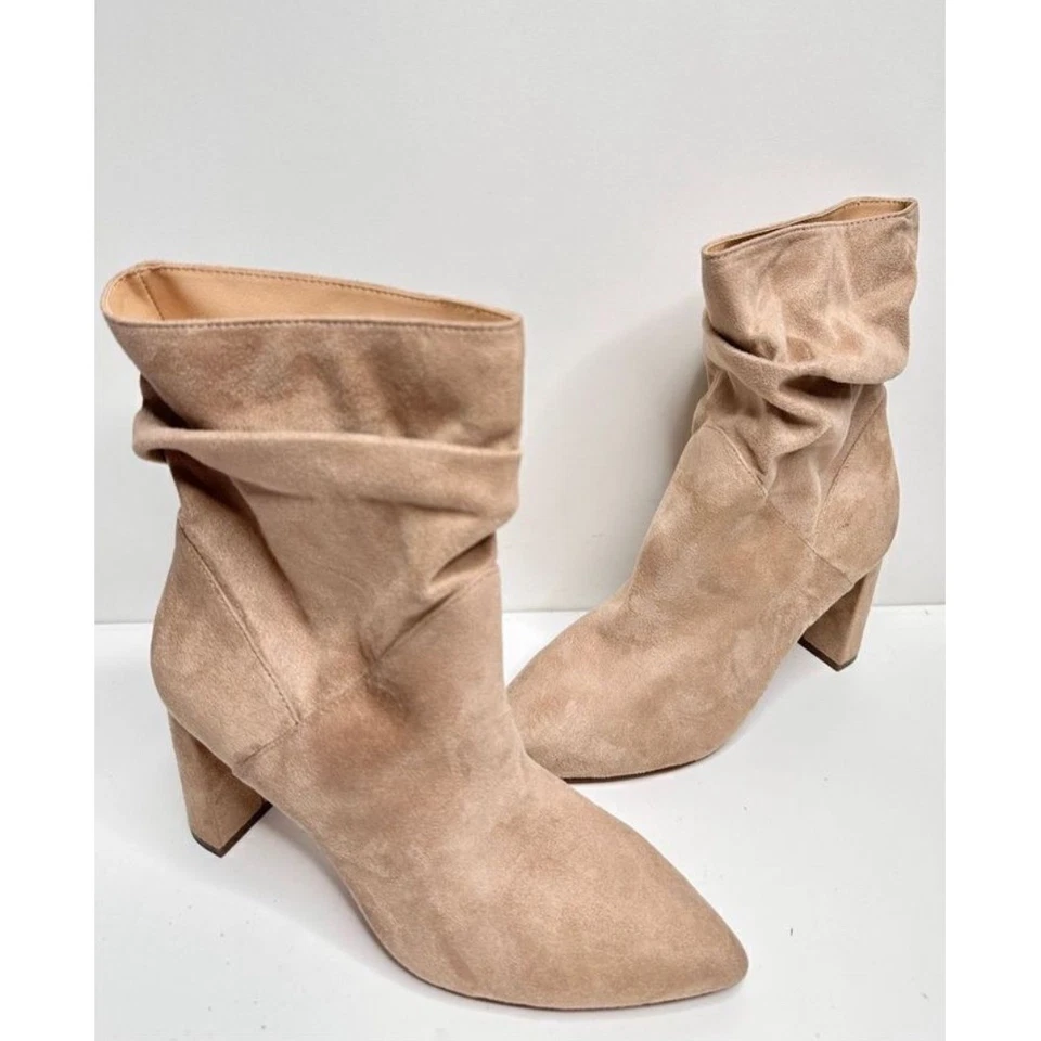 Jessica Simpson Slouch Ankle Boots Pointed Toe High Heel Neutral Tan Size 8 - Image 3 of 4