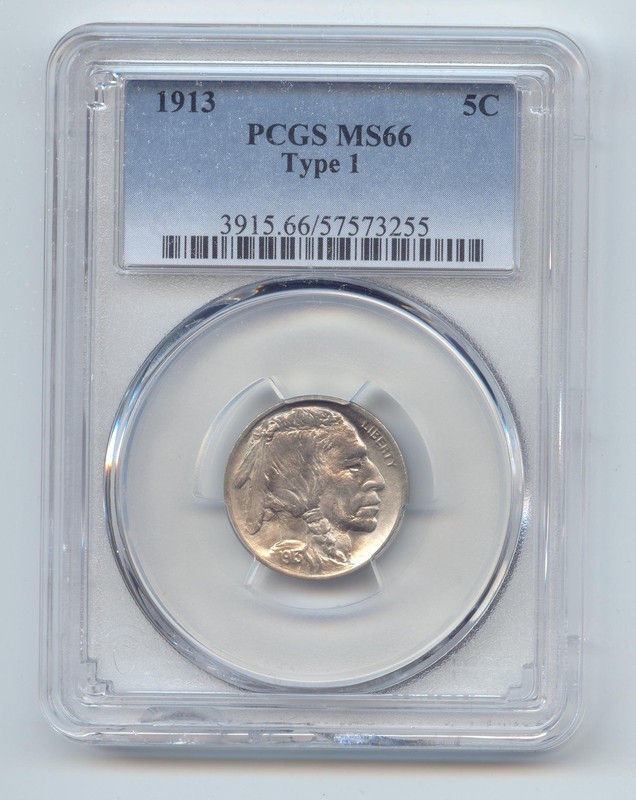 1913 Type 1 Buffalo Nickel, PCGS MS-66