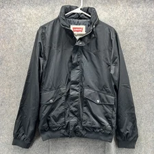 Levis Jacket Mens Medium Black Full Zip Windbreaker Puffer Pockets Urban Outdoor