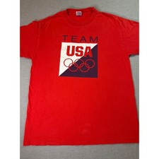 Murina Team USA Olympic T-Shirt Mens Large Red Vintage Graphic Tee Made in USA