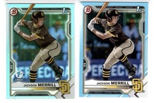 Jackson Merrill 2021 Bowman Card #BD-119 - Sky Blue Foil 1st Edition + Base /499
