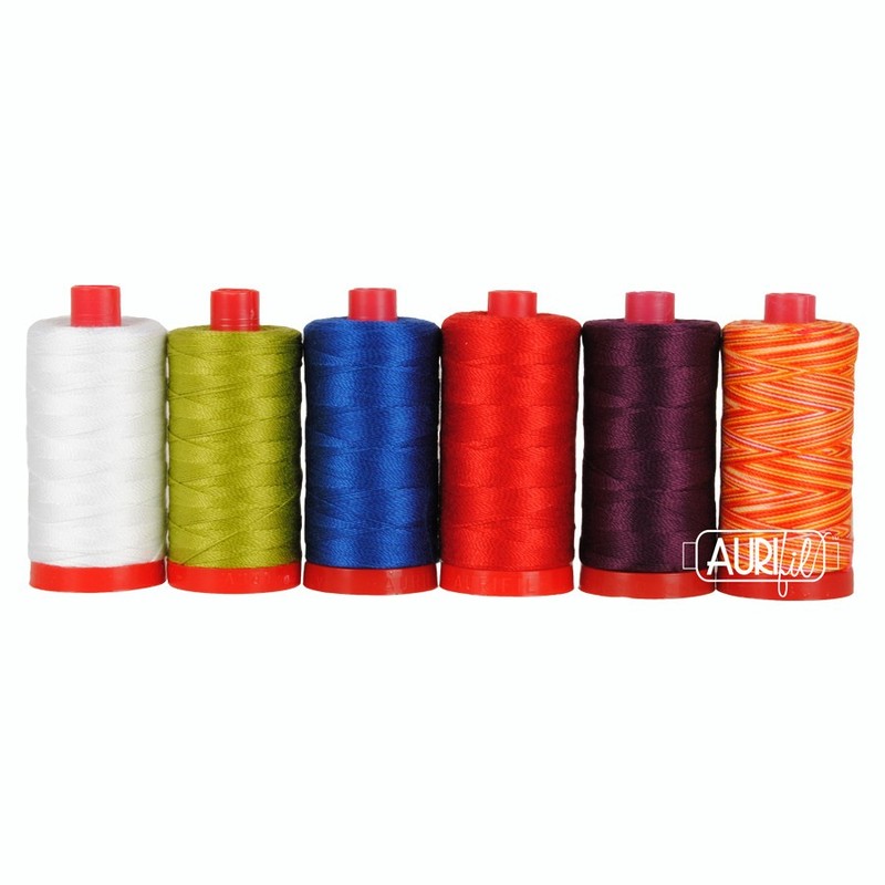 AURIFIL SASHIKO ESSENTIALS 6 LARGE SPOOLS 12 WT COTTON