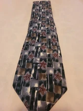Peter Thomas Superba Men's Necktie 100% Italian Silk 58" L x 4" W Black Red Gray