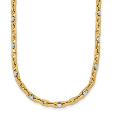 14K Two-tone Gold Polished Link Necklace 18"