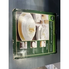 Holiday Time 12-Piece Porcelain Dinnerware Set Gold Banded - New (old Stock)