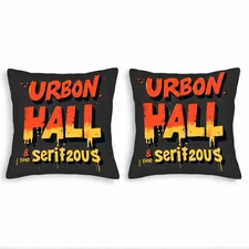 Set of 2 Urban Graffiti Style Throw Pillow Covers 18x18in - Bold Dripping Text 