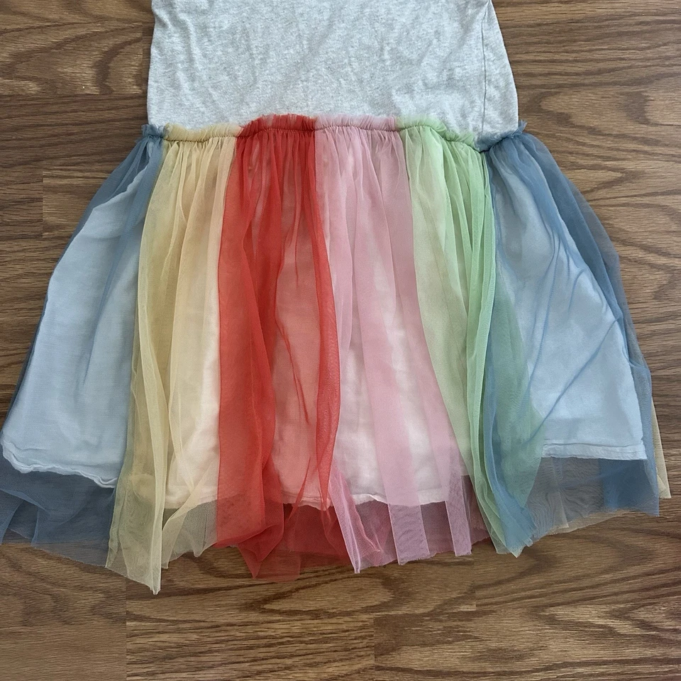 Vestido Tucker + Tate Niñas Talla 7 Arco Iris Capas Tul Gris Jaspeado Algodón ¡EXCELENTE ESTADO USADO! Foto 2 de 4