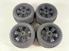 4x Used PROLINE BOW-TIE 1113 1/8 Monster Truck Tires w/ Wheels HPI Traxxas