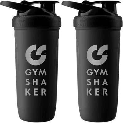 2er Sparset - Protein Shaker Edelstahl Trinkflasche Schwarz von GYMSHAKER