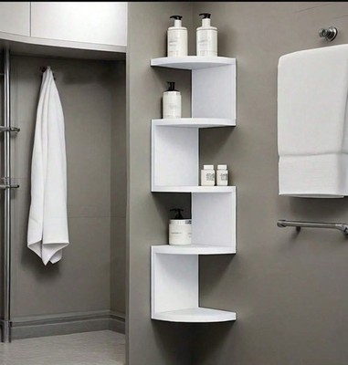 White 5-Shelf Wall Mounted pvc Composite Shelf, Multi-Room Use, bear 60kg weight