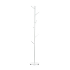 White Freestanding Coat Rack   Modern Hat  Coat Stand with 6 Hooks 66.1" tall