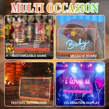 LED Note Board with 7 Colors Pen, 11.8" * 8" Acrylic Dry Erase Board with Lig...