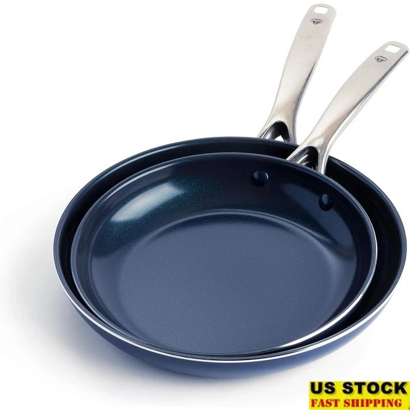 Nonstick Ceramic Frying Pan Set Dishwasher Safe Ergonomic Durable Oven Safe New