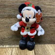 Disney Parks Holiday Collection Santa Mickey Mouse 7" Plush Ornament Christmas