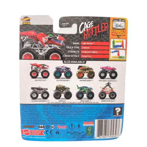 Hot Wheels Monster Truck Beast Bashers CAGE RATTLER Coral Snake Connect to Crash - Picture 2 of 5