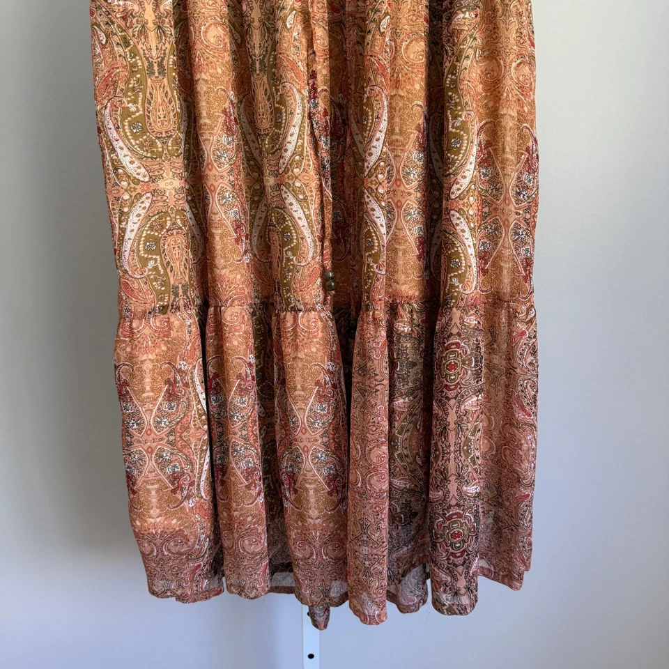 Maxi Falda Torrid Para Mujer Talla 0 Estampado Paisley Cintura Elástica En Niveles Boho Chic Foto 3 de 4