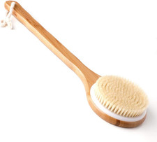 Body Brush Dry Brushing Back Scrubber Shower Bath Brush Bamboo Wood Long Handle