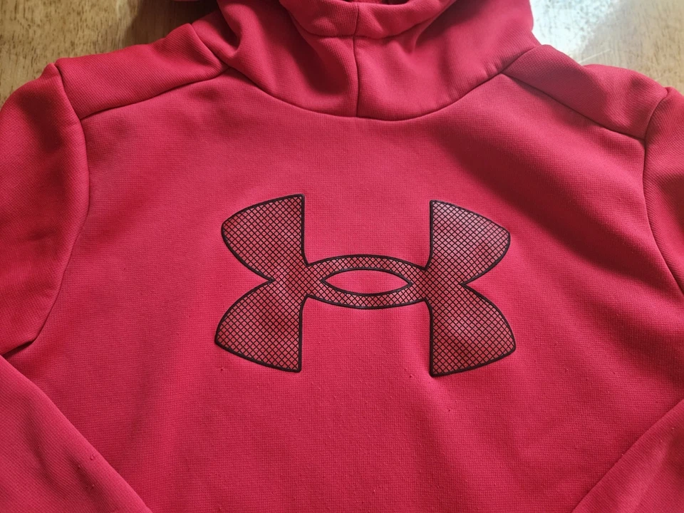 Sudadera con capucha Under Armour para niños jóvenes talla grande holgada roja. Otoño Invierno Foto 3 de 4