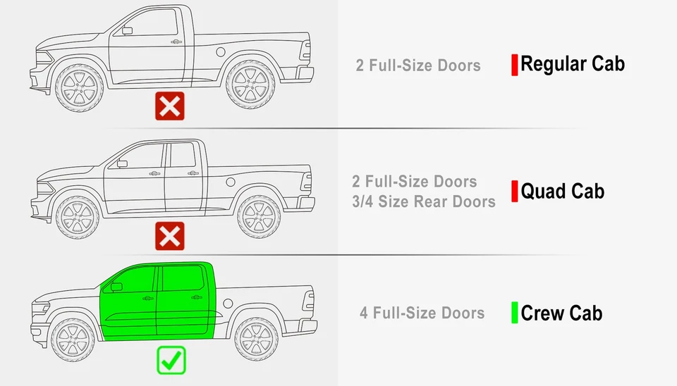 APS estriberas negras estilo ajuste 09-18 Dodge Ram 1500 2500 3500 doble cabina Foto 2 de 4