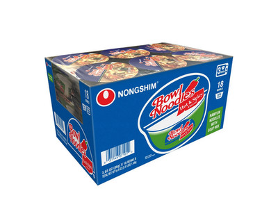 Nongshim Bowl Noodle Hot & Spicy Beef Ramen 3.03oz 18 Pack