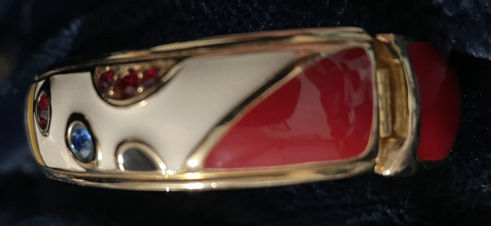 PULSERA BRAZALETE VINTAGE SWAROVSKI “TONIFICADO DORADO” ESMALTE MULTICOLOR ESTRÁS Foto 4 de 4