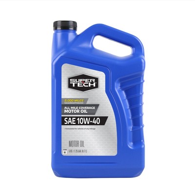Super Tech 10W-40 Synthetic Blend Motor Oil 5 QT - All Mileage Engine Protection