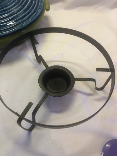 Green/Teal Serving Dish with Lid and candle warming stand - Picture 11 of 12