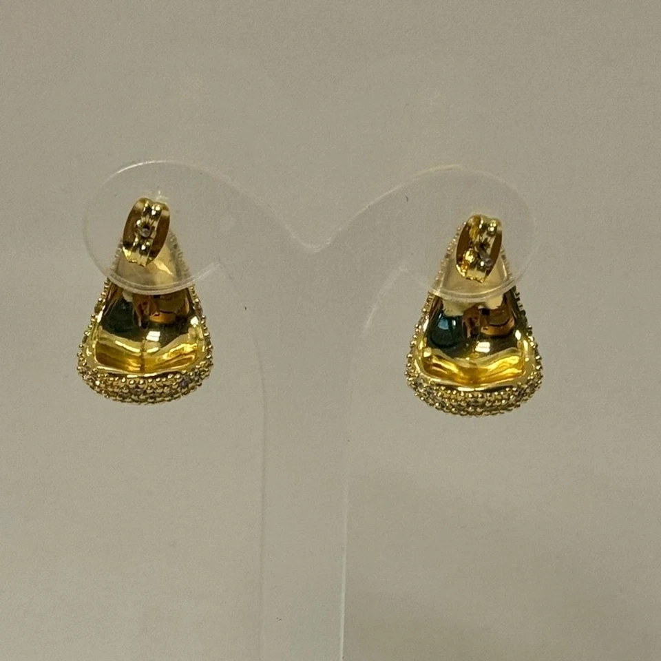 Pendientes Gorjana Nuevos Bancos Brillantes Chapados en Oro 18k Latón y Circonita Blanca Foto 4 de 4