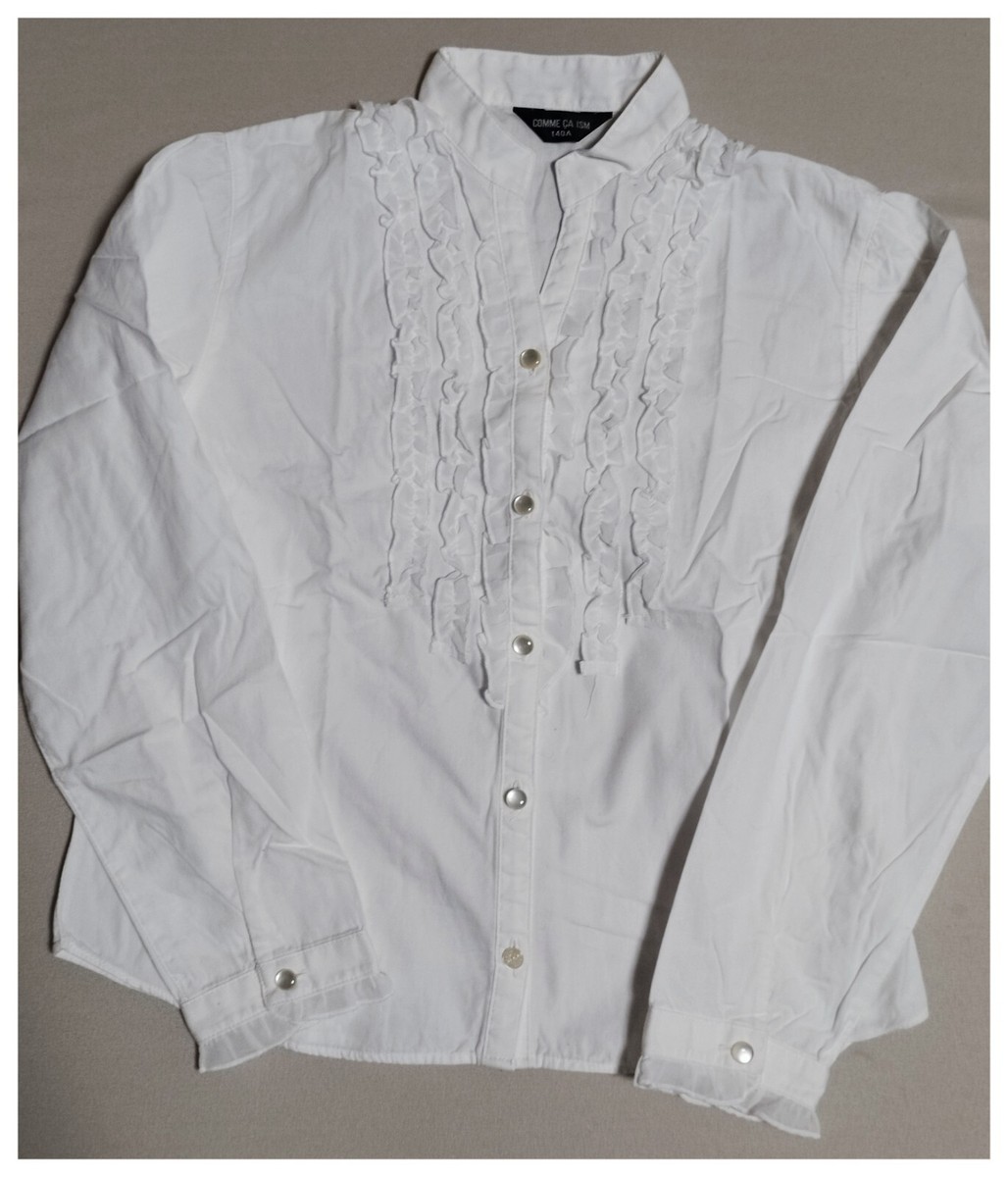 美品 COMMEdesGARCONS 白シャツ 短冊カッティング ポリエステル 美品 COMMEdesGARCONS 白シャツ 短冊カッティング ポリエステル