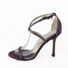 Preowned JIMMY CHOO 062 Parade Silk Stiletto Sandals Purple Sz 8 SRP 995