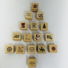 Recollections Rubber Stamp Christmas 16pc Lot Santa Reindeers To From