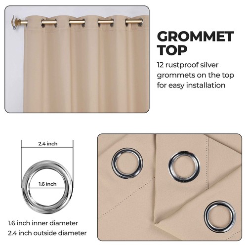 Solid 70" Wide Machine Washable Room Darkening Blackout Curtains, Set of 2 - Picture 201 of 288