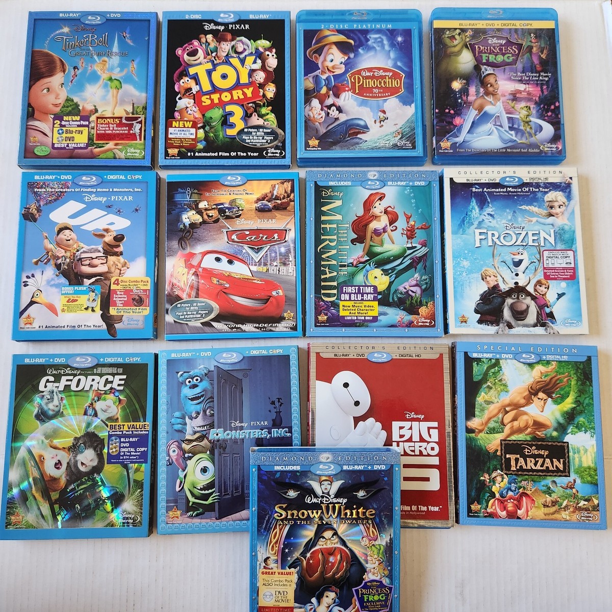 Lot of 13 Disney Blu-ray & DVD Movies w/ Slipcovers (Used