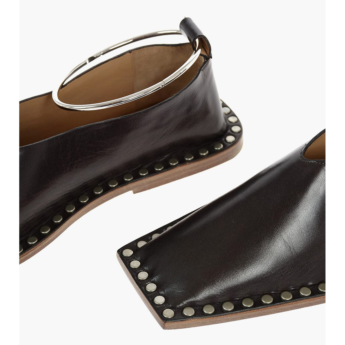 Jil Sander Brown Studded Ballet Flats With Anklet | eBay