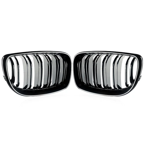 For BMW E81 E82 E87 E88 2008-11 Matte/Gloss Black Dual Slat Front Bumper Grille - Picture 8 of 18