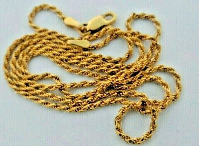 Vintage solid 14K Yellow Gold Rope Chain 18