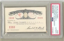 1939 NFL Season Pass Ticket Rare Carl Storck Pres Sid Luckman Debut PSA Pop 1
