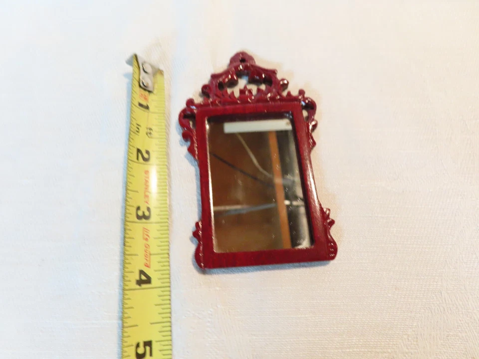 Espejo de pared miniatura casa de muñecas Bespaq caoba, escala 1:12 Foto 4 de 4