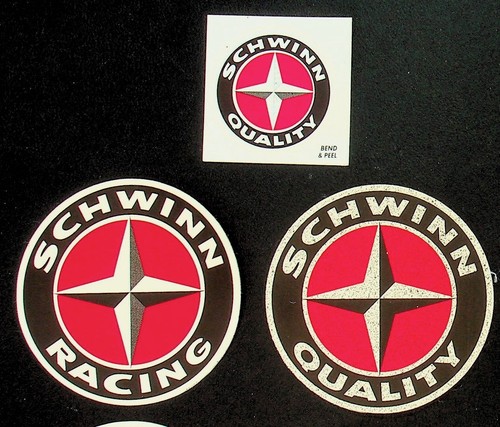 FIVE FACTORY MADE SCHWINN HIGHLY REFLECTIVE BMX BICYCLE RACING STICKERS -A3-19 - Picture 2 of 3