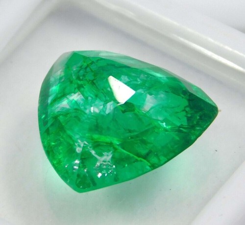 6+Ct Emerald Unheated Certified Natural Green Loose Colombian Trillion Gemstones - Picture 6 of 6