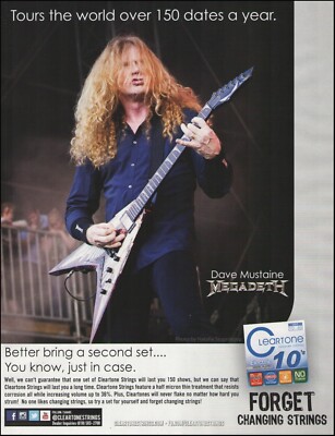 Megadeth Dave Mustaine Cleartone strings on Signature Dean guitar advertisement